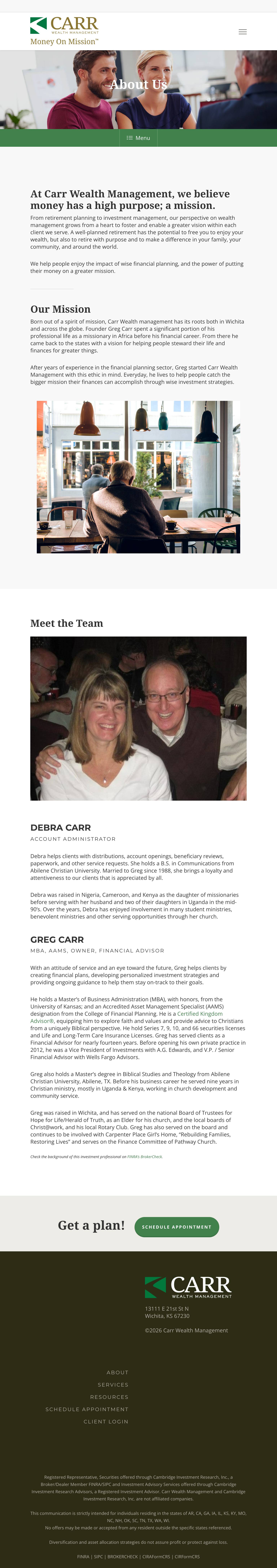 Carr Wealth Management - Tablet View
