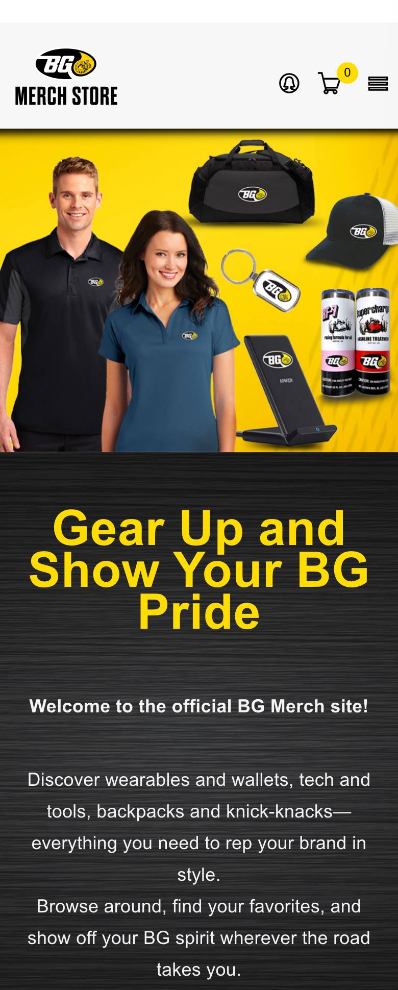 BG Products Merchandise - Mobile View