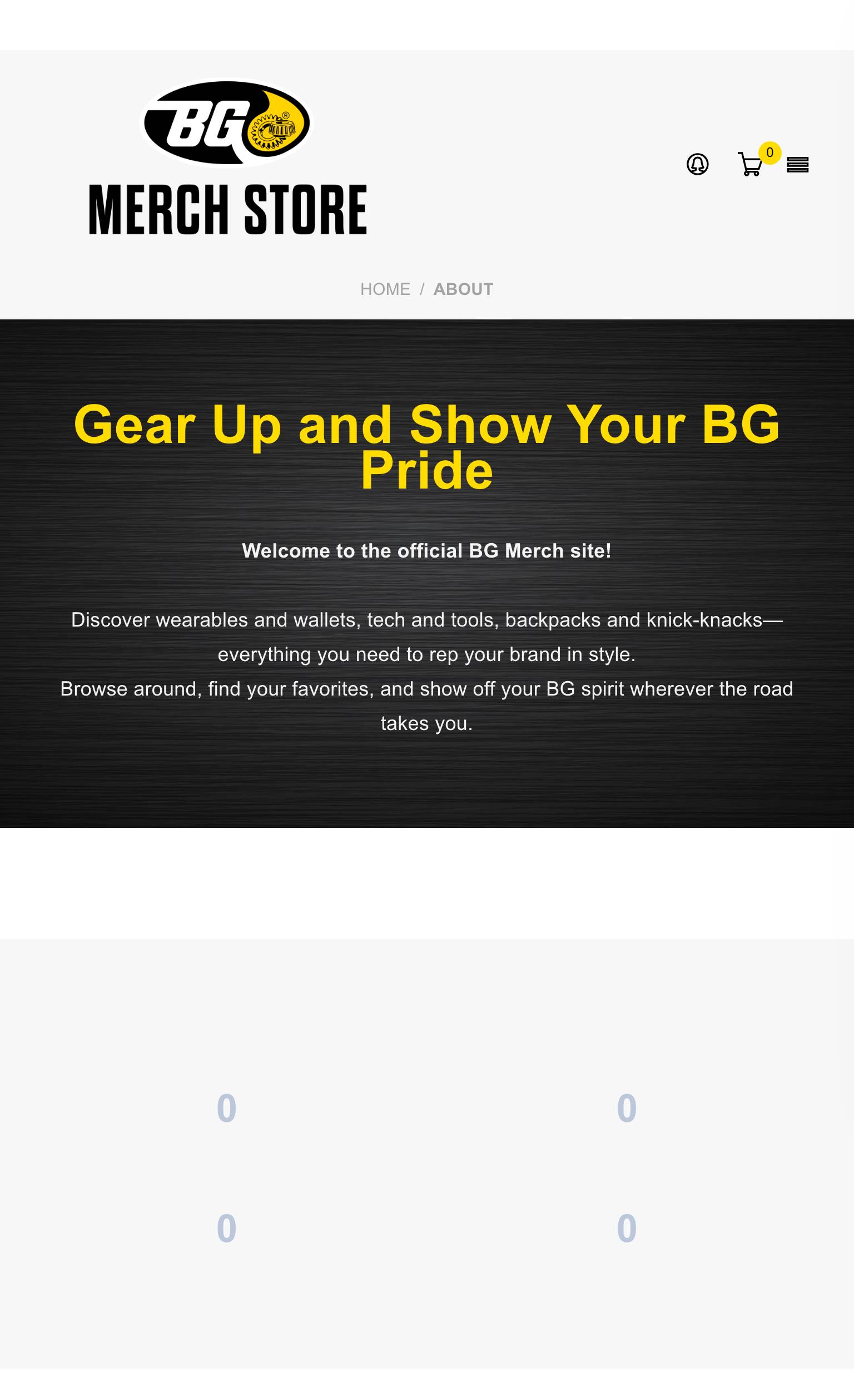 BG Products Merchandise - Tablet View
